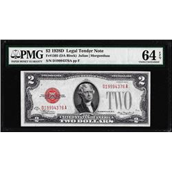 1928D $2 Legal Tender Note Fr.1505 PMG Choice Uncirculated 64EPQ