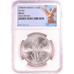 1985Mo Mexico 1 Onza Libertad Silver Coin NGC MS67