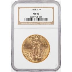 1928 $20 St. Gaudens Double Eagle Gold Coin NGC MS63