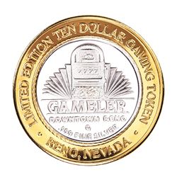 .999 Silver Gambler Reno, Nevada $10 Casino Limited Edition Gaming Token