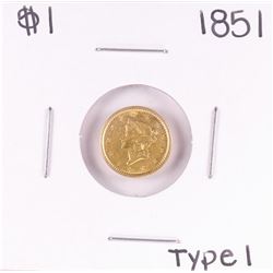1851 Type 1 $1 Liberty Head Gold Dollar Coin