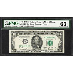1950E $100 Federal Reserve Note Chicago Fr.2162-G PMG Choice Uncirculated 63
