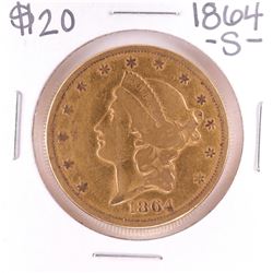 1864-S $20 Liberty Head Double Eagle Gold Coin
