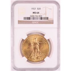 1927 $20 St. Gaudens Double Eagle Gold Coin NGC MS64