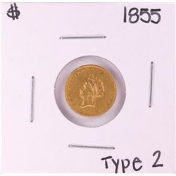 1855 $1 Type 2 Indian Princess Head Gold Dollar Coin