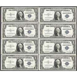 Lot of (8) 1935E $1 Silver Certificate Notes Fancy Serials