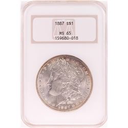 1887 $1 Morgan Silver Dollar Coin NGC MS65 Nice Toning Old Holder