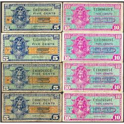 Lot of (8) Series 521 Military Payment Certificate Notes