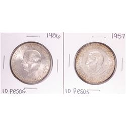 Lot of 1956-1957 Mexico Diez Pesos Silver Coins