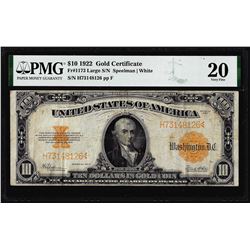 1922 $10 Gold Certificate Note Fr.1173 PMG Very Fine 20