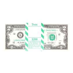 Pack of (100) Consecutive 2013 $2 Federal Reserve STAR Notes San Francisco