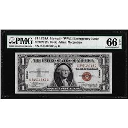 1935A $1 Hawaii WWII Emergency Silver Certificate Note PMG Gem Uncirculated 66EPQ