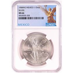 1984Mo Mexico 1 Onza Libertad Silver Coin NGC MS66