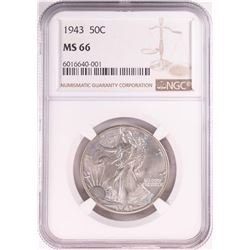 1943 Walking Liberty Half Dollar Coin NGC MS66