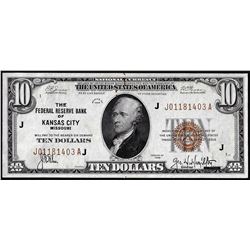 1929 $10 Federal Reserve Bank Note Kansas City