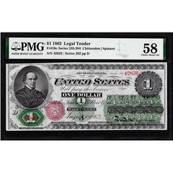 1862 $1 Legal Tender Note Fr.16c PMG Choice About Uncirculated 58