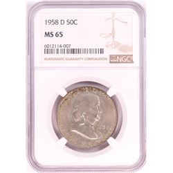 1958-D Franklin Half Dollar Coin NGC MS65
