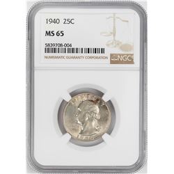 1940 Washington Quarter Coin NGC MS65
