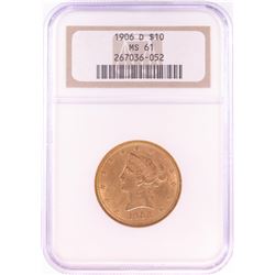1906-D $10 Liberty Head Eagle Gold Coin NGC MS61