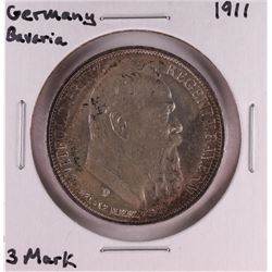 1911 Germany Bavaria 3 Mark Silver Coin