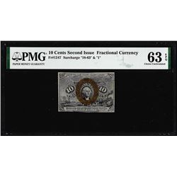 1863 Ten Cents Second Issue Fractional Note Fr.1235 PMG Choice Uncirculated 63EPQ