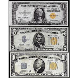 Set of 1934/1935A $1/$5/$10 North Africa WWII Emergency Issue Silver Certificate Notes