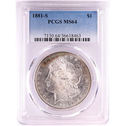 1881-S $1 Morgan Silver Dollar Coin PCGS MS64 Nice Toning