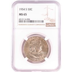 1954-S Franklin Half Dollar Coin NGC MS65