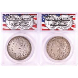 Lot of 1921-S & 1921-D $1 Morgan Silver Dollar Coins ANACS Genuine