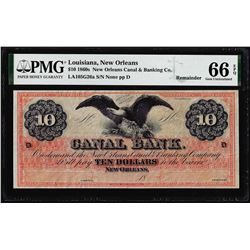 1860's $10 New Orleans Canal & Banking Co. Obsolete Note PMG Gem Uncirculated 66EPQ