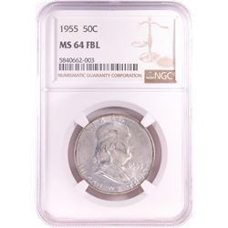 1955 Franklin Half Dollar Coin NGC MS64FBL