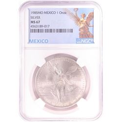 1985Mo Mexico 1 Onza Libertad Silver Coin NGC MS67