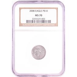 2008 $10 American Platinum Eagle Coin NGC MS70