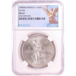 1985Mo Mexico 1 Onza Libertad Silver Coin NGC MS67