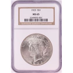 1923 $1 Peace Silver Dollar Coin NGC MS65