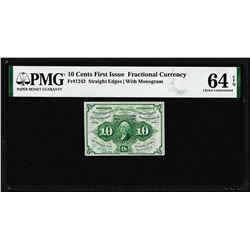 1862 Ten Cent First Issue Fractional Note Fr.1242 PMG Choice Uncirculated 64EPQ
