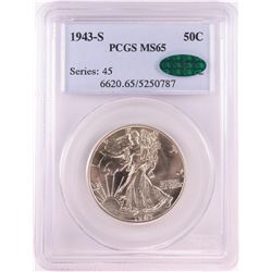 1943-S Walking Liberty Half Dollar Coin PCGS MS65 CAC