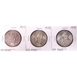 Lot of 1977-1979 Mexico 100 Pesos Silver Coins