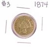 Image 1 : 1874 $3 Indian Princess Head Gold Coin