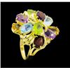 Image 4 : 14KT Yellow Gold Ladies 10.00 ctw Multi-Color Semi-Precious Gemstone and Diamond Ring