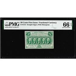 1862 Fifty Cent First Issue Fractional Note Fr.1312 PMG Gem Uncirculated 66EPQ