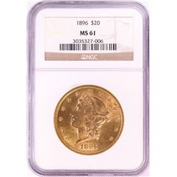 1896 $20 Liberty Head Double Eagle Gold Coin NGC MS61