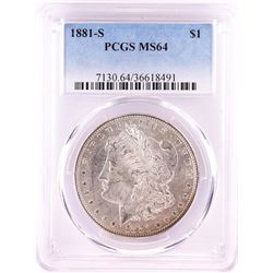 1881-S $1 Morgan Silver Dollar Coin PCGS MS64 Nice Toning