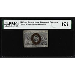 1863 25 Cents Second Issue Fractional Note Fr.1283 PMG Choice Uncirculated 63