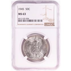 1945 Walking Liberty Half Dollar Coin NGC MS63