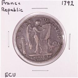 1792 France Republic ECU Silver Coin