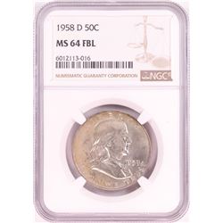 1958-D Franklin Half Dollar Coin NGC MS64FBL