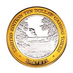 .999 Fine Silver Harveys Resort Lake Tahoe, Nevada $10 Limited Edition Gaming Token