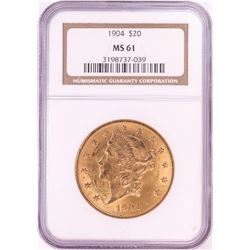 1904 $20 Liberty Head Double Eagle Gold Coin NGC MS61