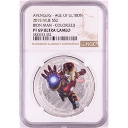 2015 Niue $2 Proof Avengers Age of Ultron Iron Man Silver Coin NGC PF69 Ultra Cameo